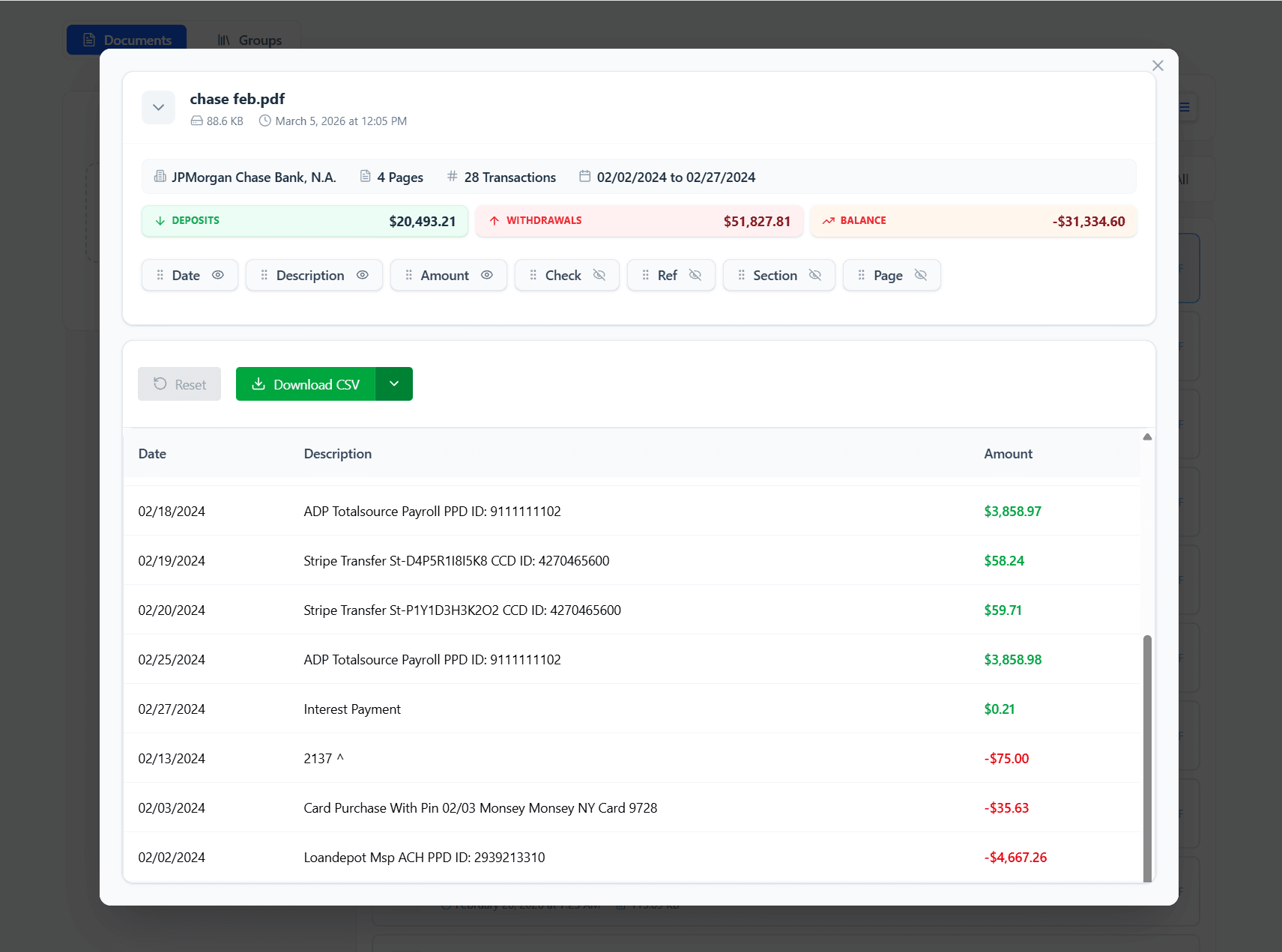ProcessBankStatement